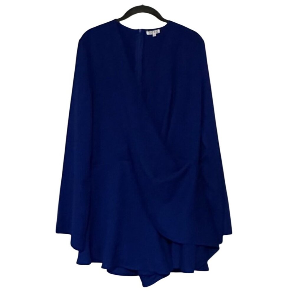 TCEC Brand Blue V-neck Long-Sleeved Lined Romper w/Back Zipper Women's Size L